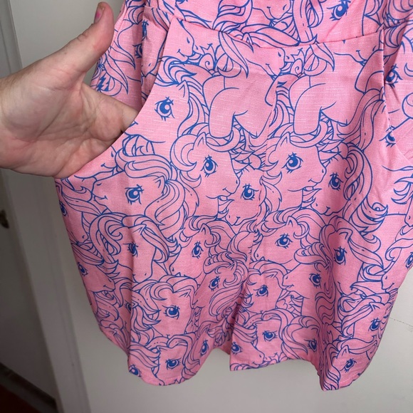 Unique Vintage X My Little Ponies Pink & Blue Bow Front Pinup Romper NWT M-L? - Picture 9 of 15